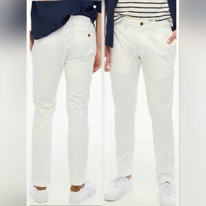 NWT J. Crew Factory Men's Preppy Slim Flex White Chino Pants ~ 33W 30 L